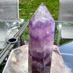 Purple banded flourite tower